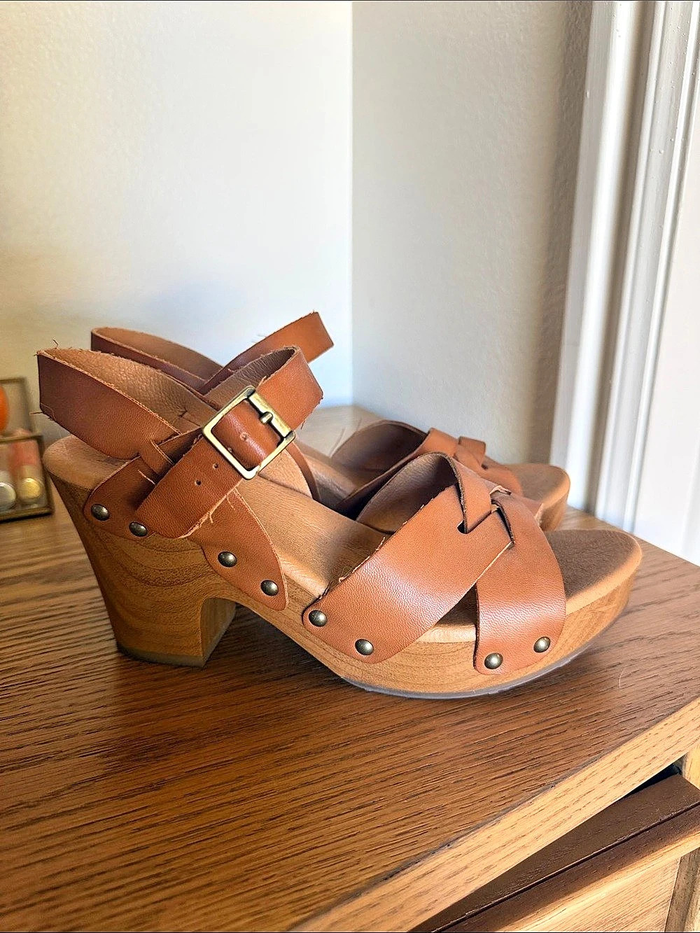 Kork-Ease Leather Wedge Sandals in Brown